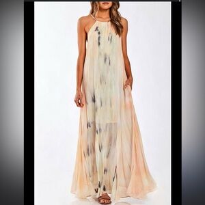 Young Fabulous & Broke (YFB) Elie Trapeze Maxi Dress in Buttercup Picnic Wash S